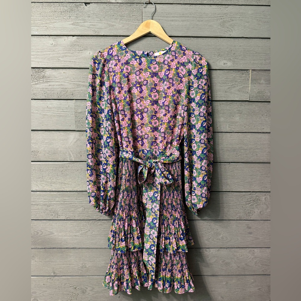 NWT Boden Plisse Pink Floral Ruffle Mini Dress Sz 8 - Picture 6 of 16